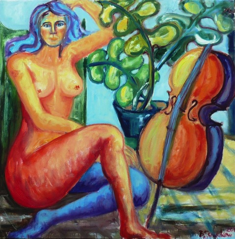 Birgit Sewekow | Akt mit Cello