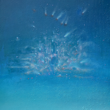  | MC#1 BLU(Nube molecolare)olio su tavola, 24x28 cm,